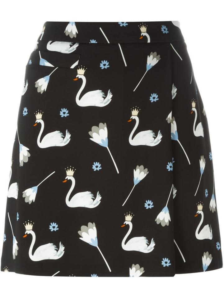 Markus Lupfer Swan Print Mini Skirt
