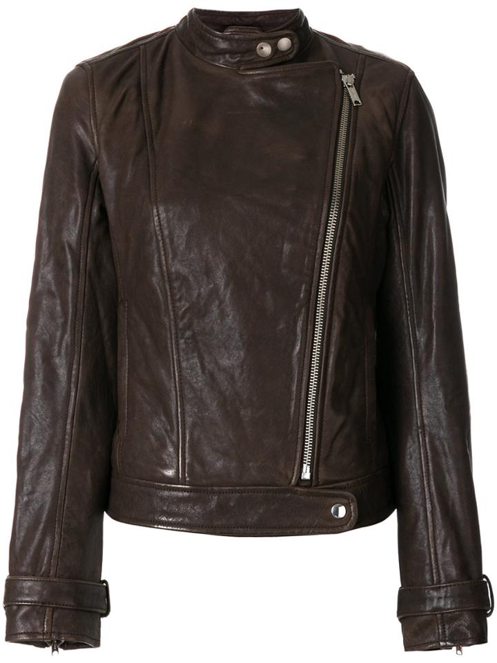 Dondup Zipped Biker Jacket - Brown