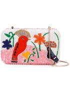 Alice+olivia - Bird Embroidered Clutch - Women - Cotton/pvc - One Size, Pink/purple, Cotton/pvc