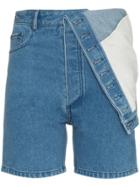 Y / Project Asymmetric Denim Shorts - Blue