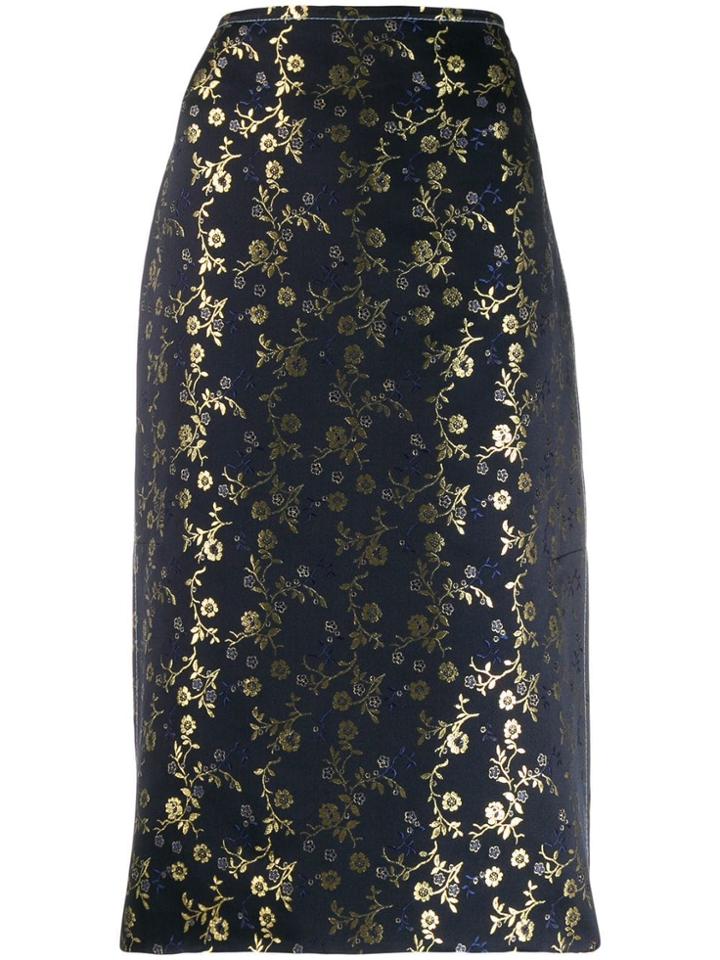 Marni Gold-tone Embroidered Skirt - Blue