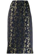 Marni Gold-tone Embroidered Skirt - Blue