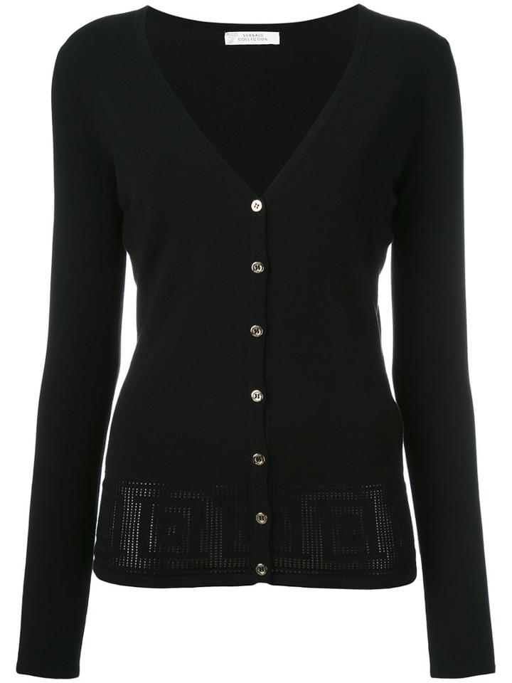 Versace Collection Pinhole Detailed Cardigan, Women's, Size: 40, Black, Viscose/polyester