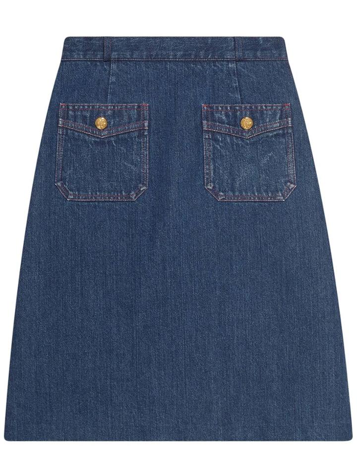 Gucci A-line Denim Mini Skirt - Blue