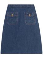 Gucci A-line Denim Mini Skirt - Blue