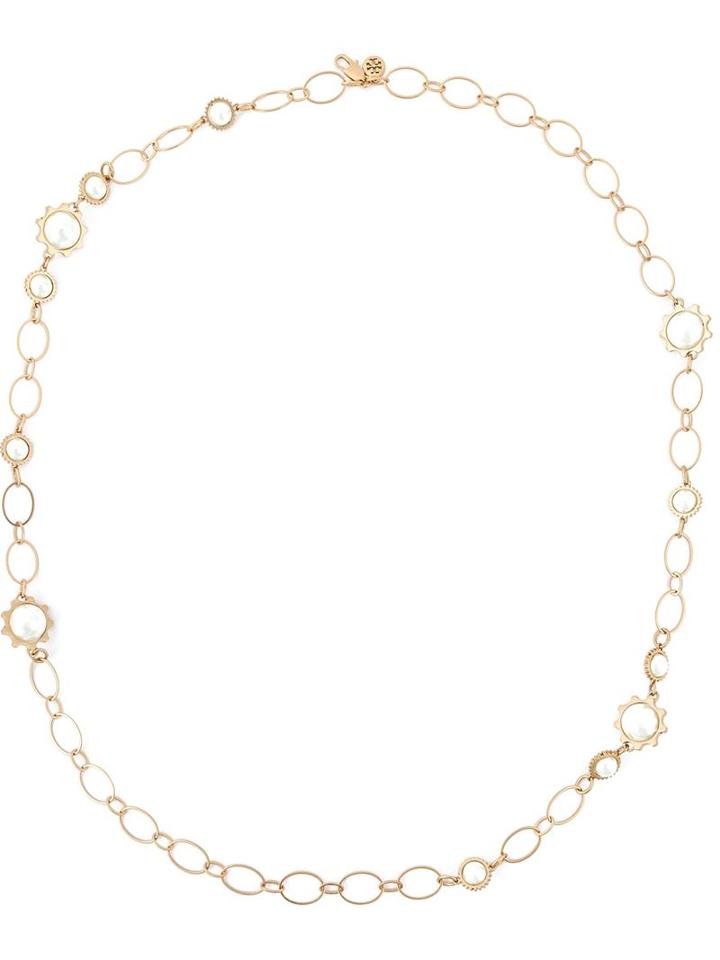 Tory Burch Pearl Chain Necklace, Women's, Metallic