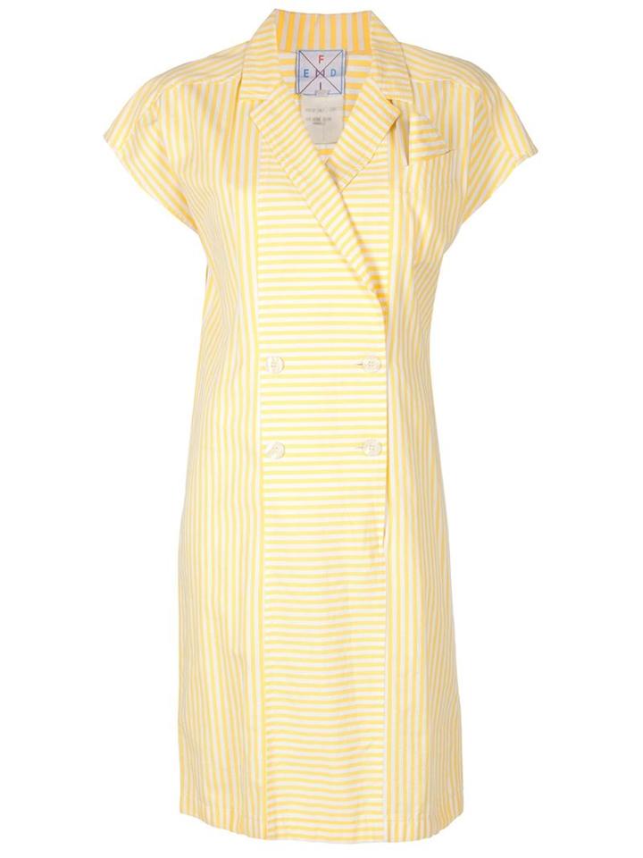 Fendi Vintage Double Breasted Dress, Women's, Size: 42, Yellow/orange