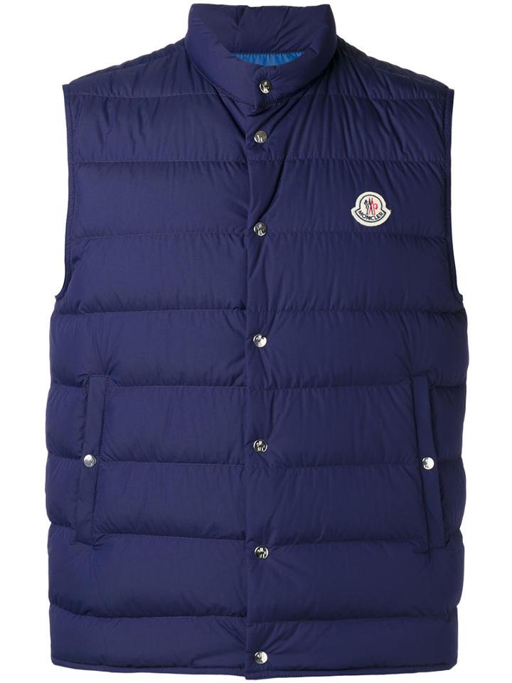 Moncler Febe Padded Gilet, Men's, Size: 2, Blue, Duck Feathers/polyamide