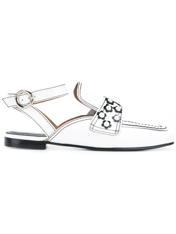 Nicole Saldaña Embellished Loafers - White