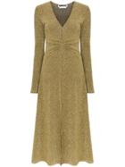 Rotate Long-sleeved Glittery Midi Dress - Gold