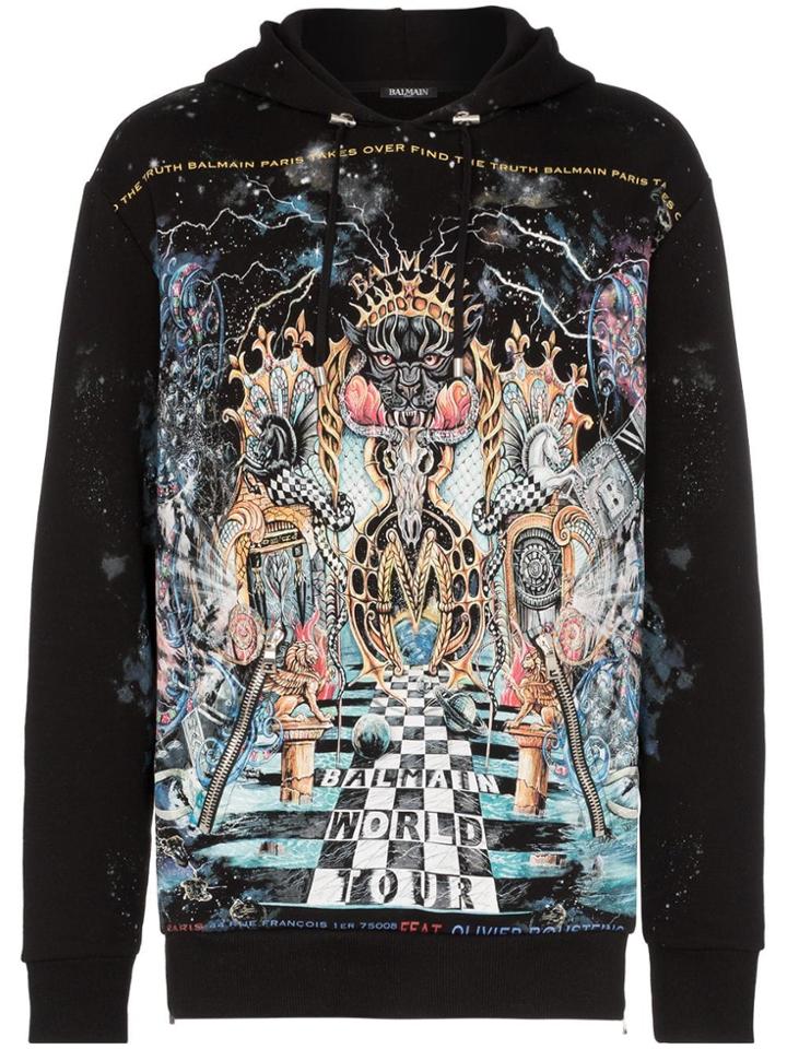 Balmain Dangerous Zip Side Hooded Cotton Jumper - Black