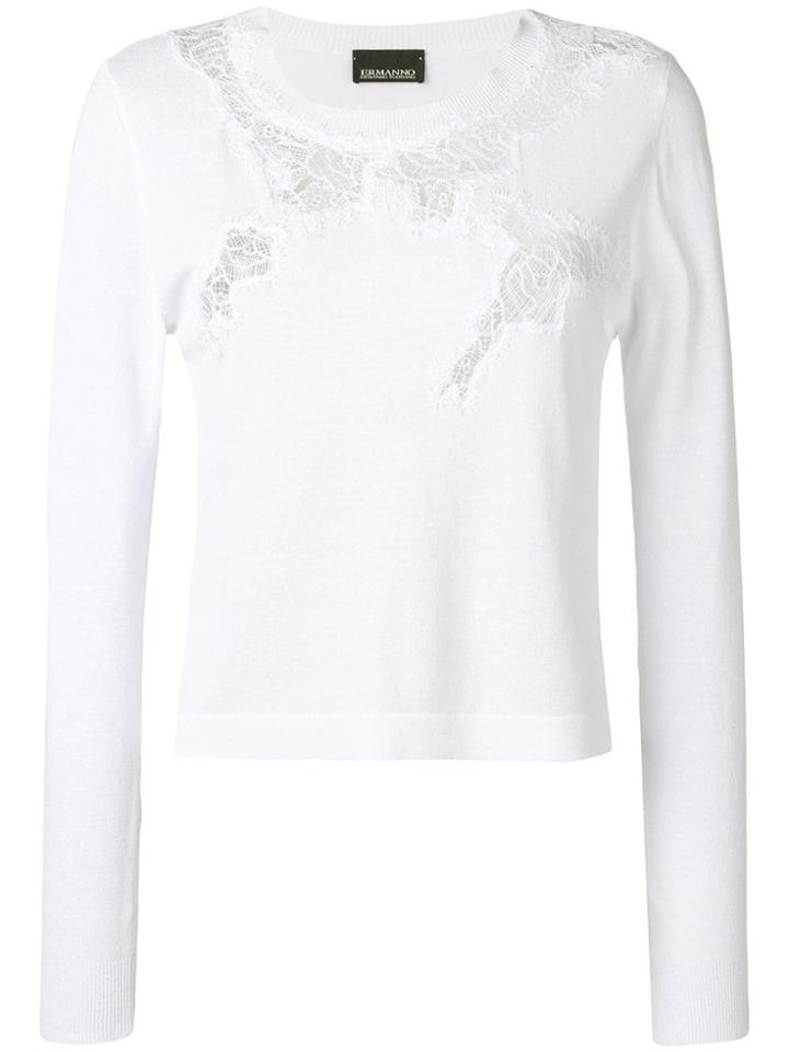 Ermanno Scervino Lace-detail Sweater - White