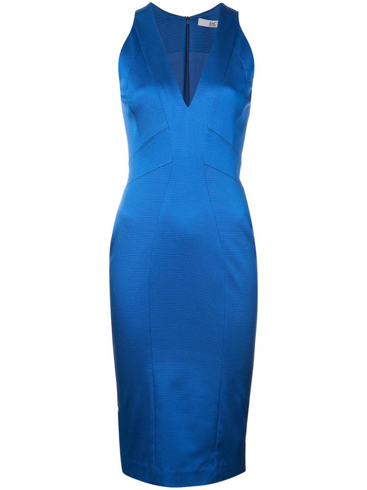 Zac Zac Posen Fitted Silhouette V-neck Dress - Blue