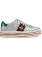 Gucci Ace Sneaker With Crystals - Silver