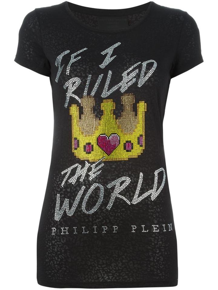 Philipp Plein The World T-shirt, Women's, Size: Xl, Black, Cotton/polyester