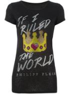 Philipp Plein The World T-shirt, Women's, Size: Xl, Black, Cotton/polyester