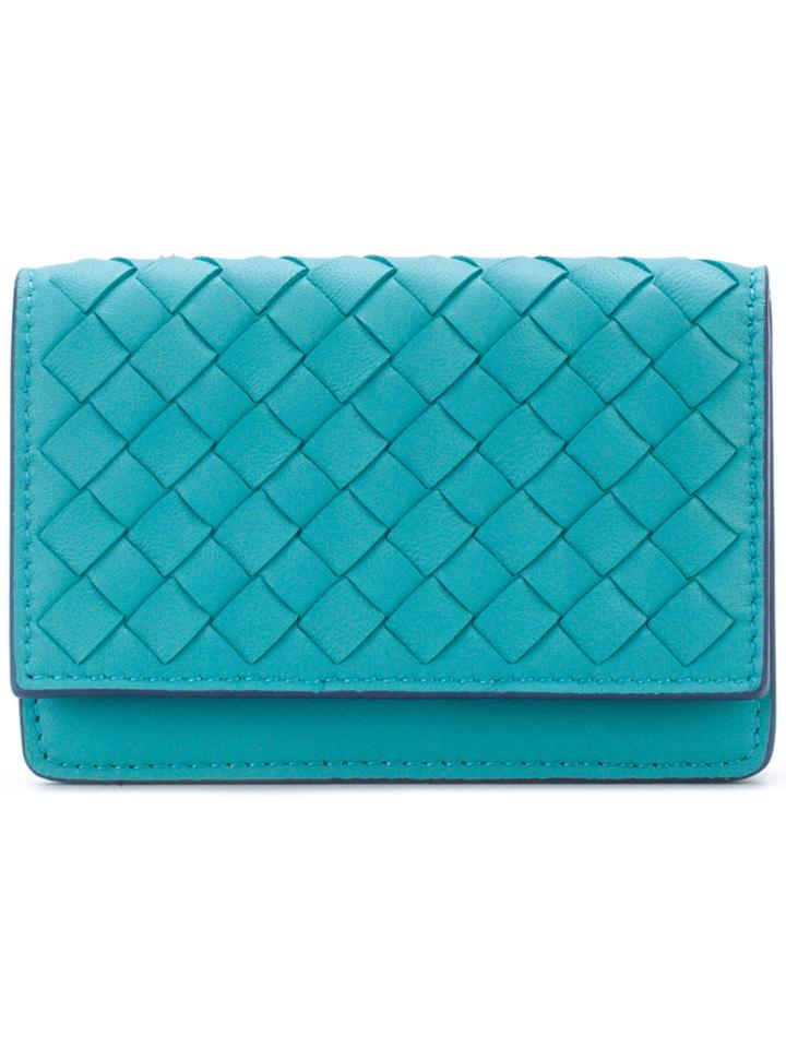 Bottega Veneta Textured Bi-fold Wallet - Blue