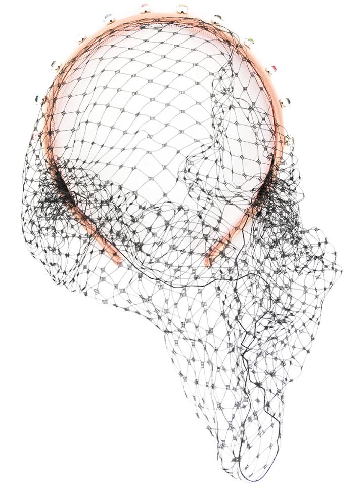 Red Valentino Net Detail Embellished Headband - Pink & Purple