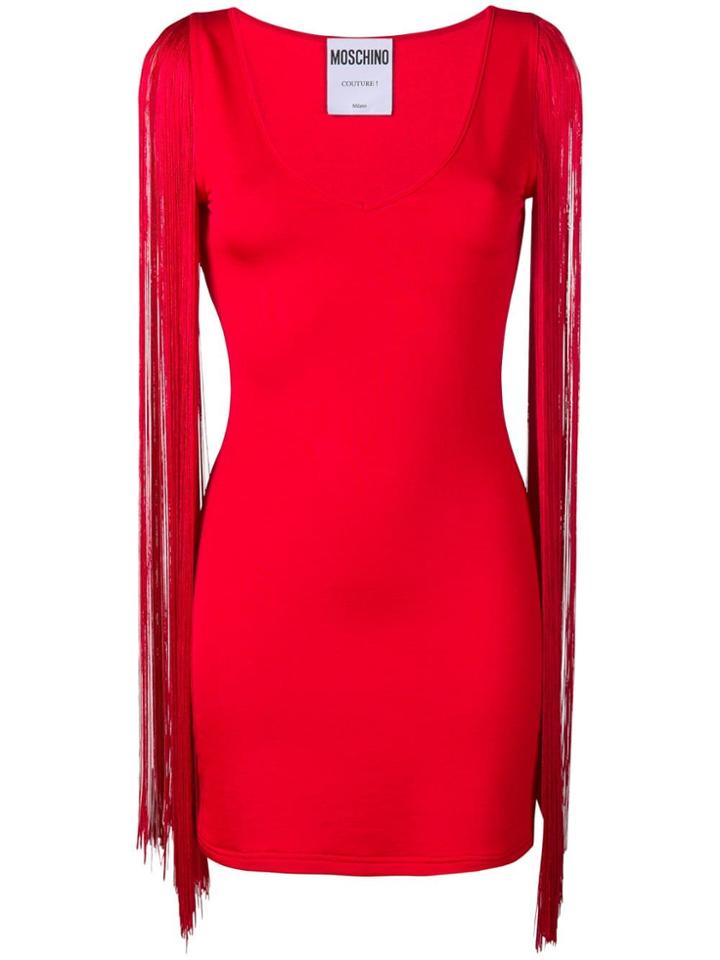 Moschino Fringe Shoulder Dress - Red