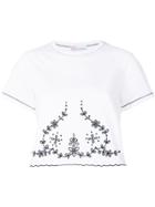 Red Valentino Embroidered Detail Cropped T-shirt - White