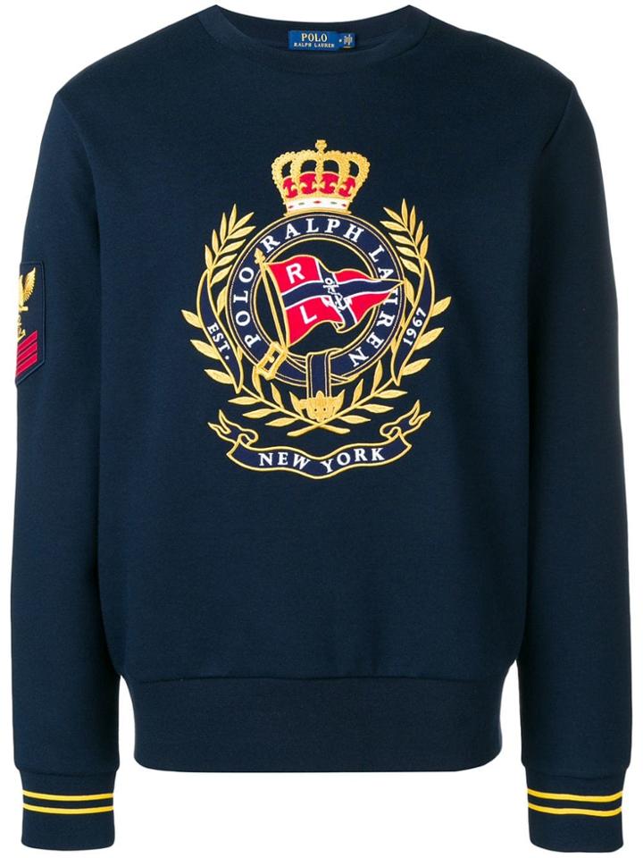 Polo Ralph Lauren Flag Print Knit Sweater - Blue
