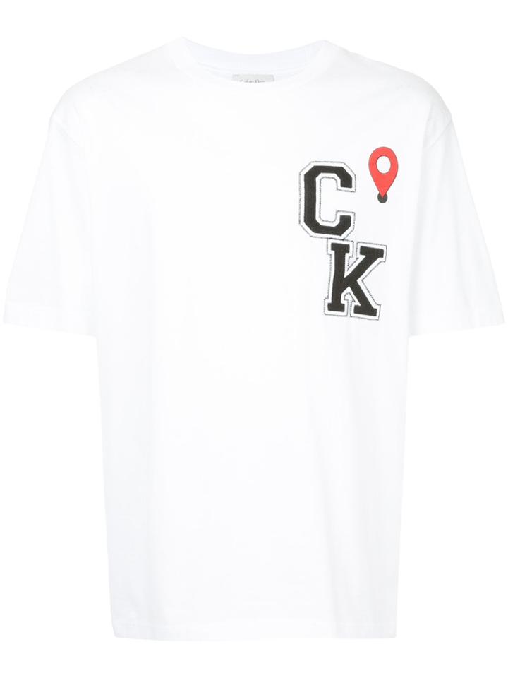 Ck Calvin Klein Logo Embroidered T-shirt - White