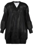 Sacai Semi-sheer Sweatshirt Style Dress, Women's, Size: 3, Black, Polyester/cotton