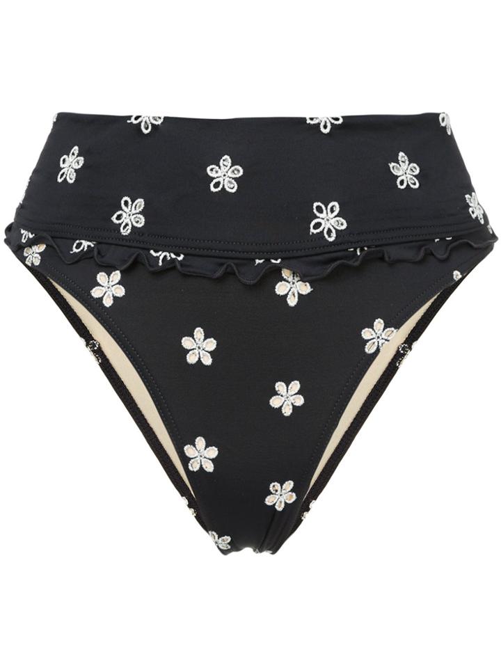 Peony Fleur Bikini Bottoms - Black