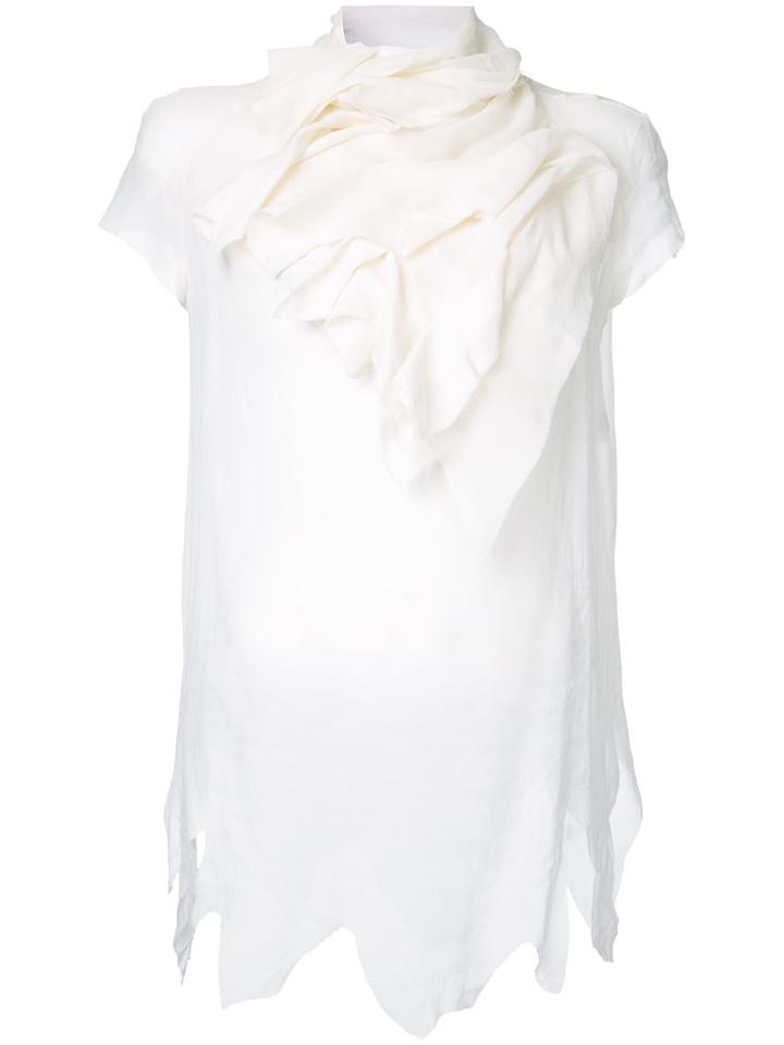 Aganovich Draped Neck Asymmetric Blouse, Women's, Size: 36, White, Cotton