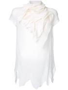 Aganovich Draped Neck Asymmetric Blouse, Women's, Size: 36, White, Cotton