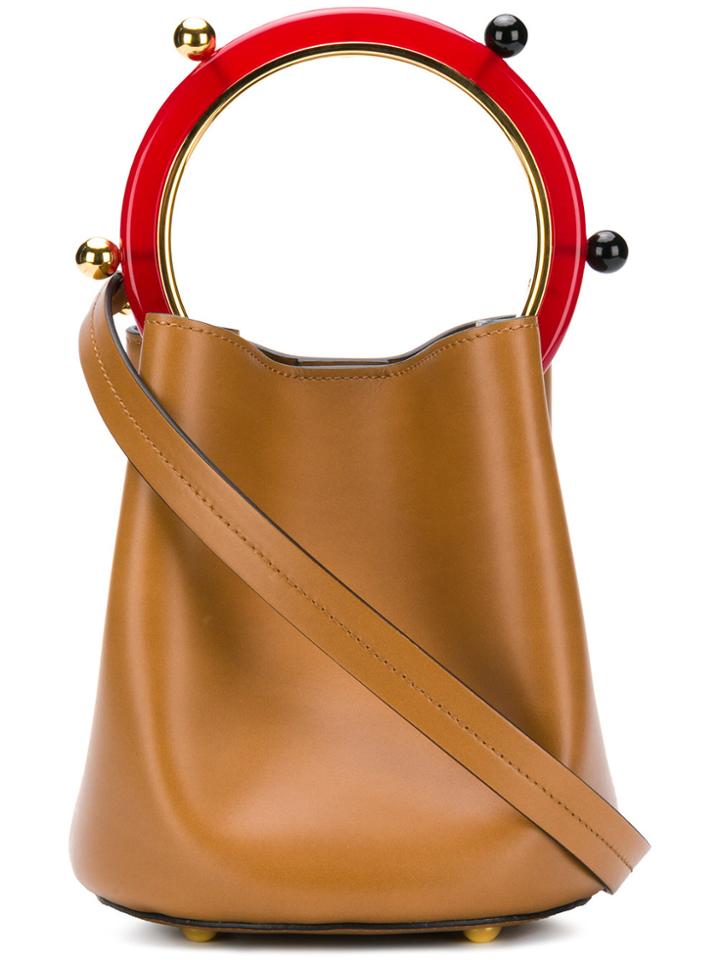 Marni Stud Handle Panier Bucket Bag - Brown