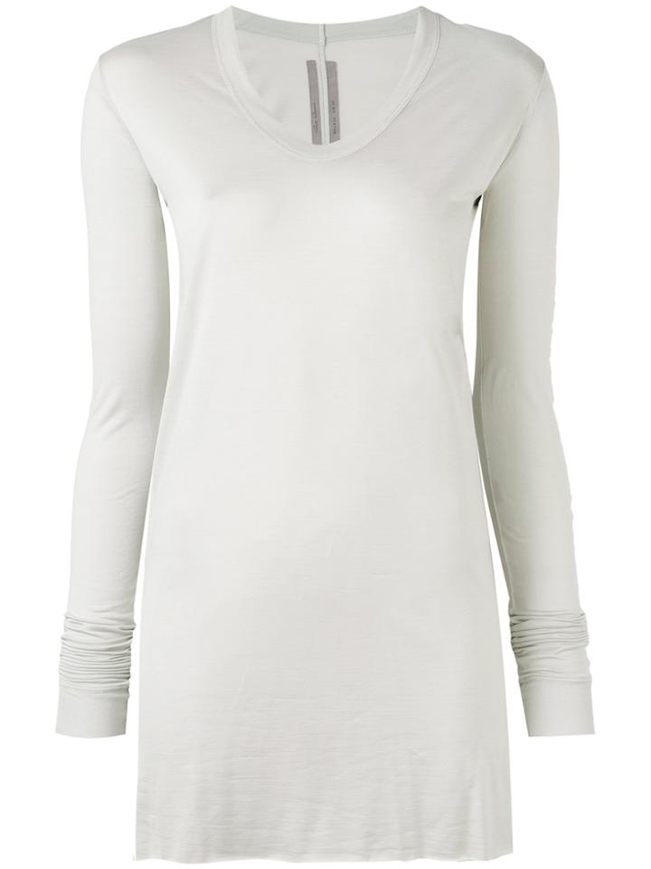 Rick Owens Long Sleeve Silk Top - Grey