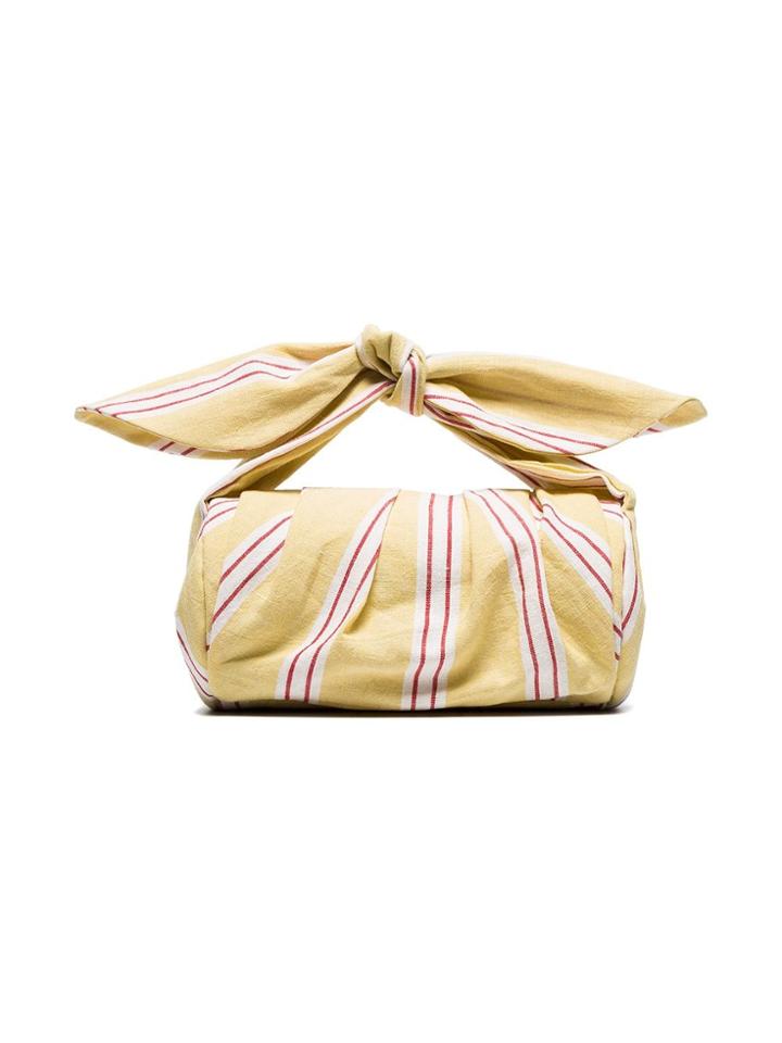 Rejina Pyo Yellow, White And Red Nane Canvas Clutch Bag