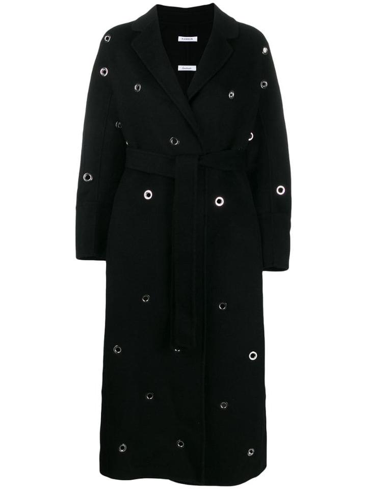 P.a.r.o.s.h. Eyelet Embellished Robe Coat - Black