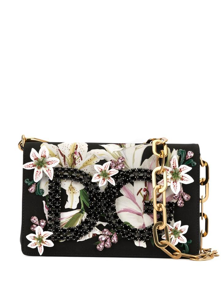 Dolce & Gabbana Dg Girls Floral-print Shoulder Bag - Black