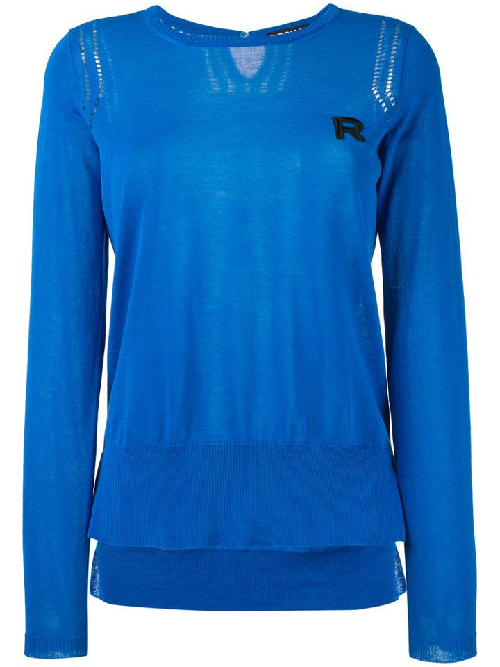 Rochas Initial Sweater, Women's, Size: 42, Blue, Cotton