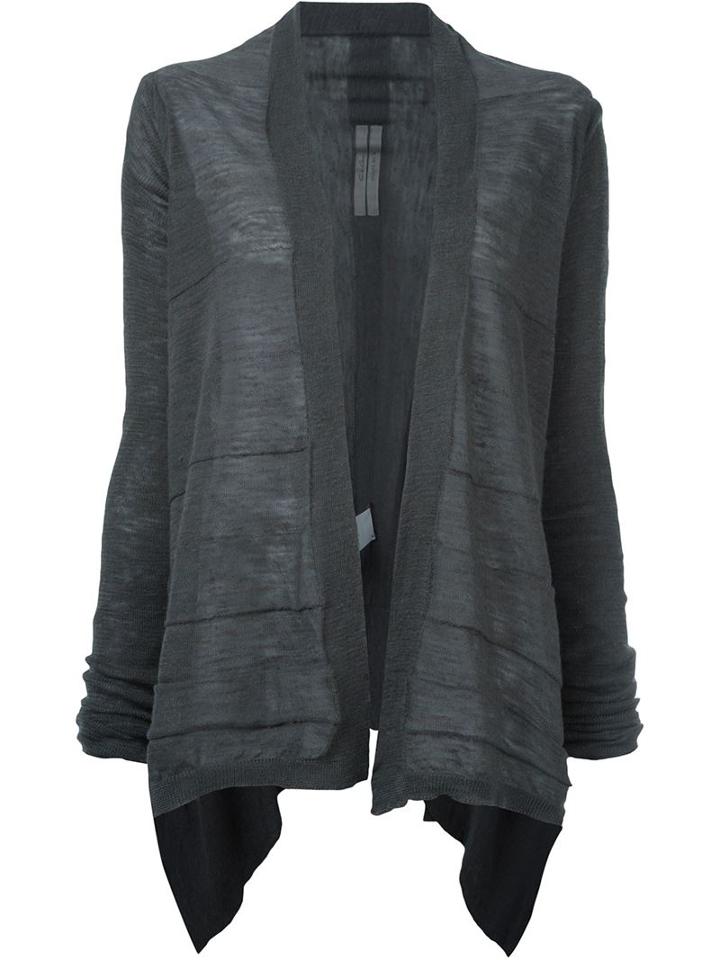 Rick Owens Asymmetric Cardigan, Women's, Size: L, Grey, Linen/flax/polyester