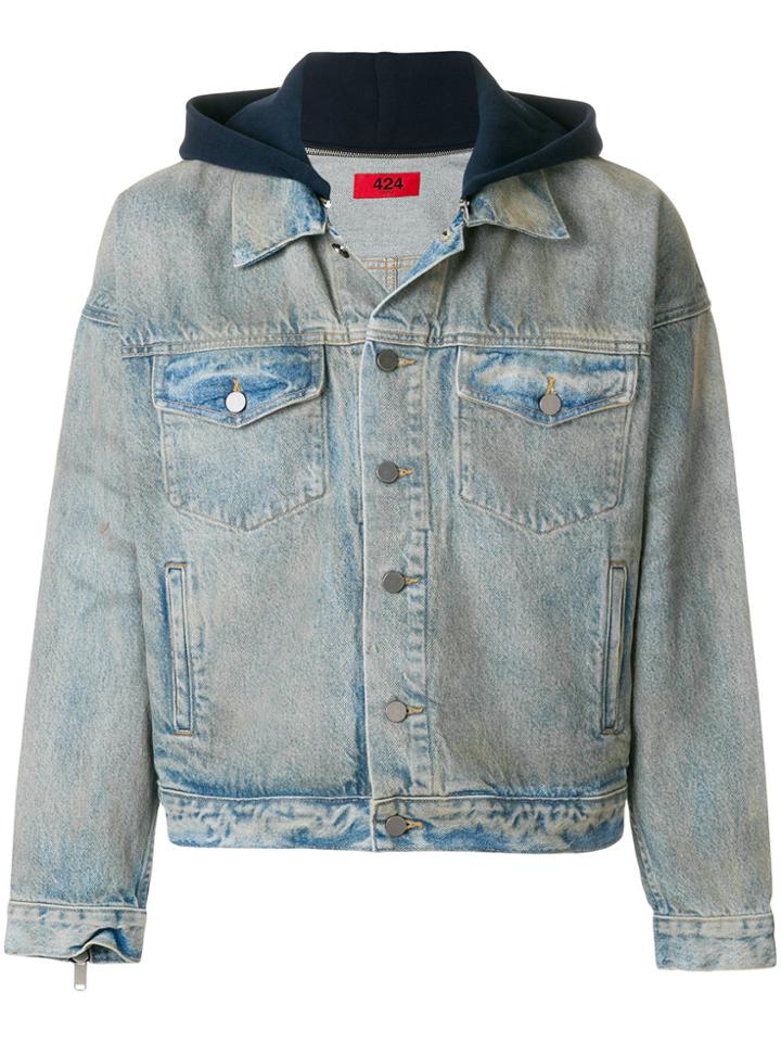 424 Fairfax Hooded Denim Jacket - Blue