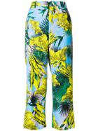 Versace Palm Print Cropped Trousers - Multicolour