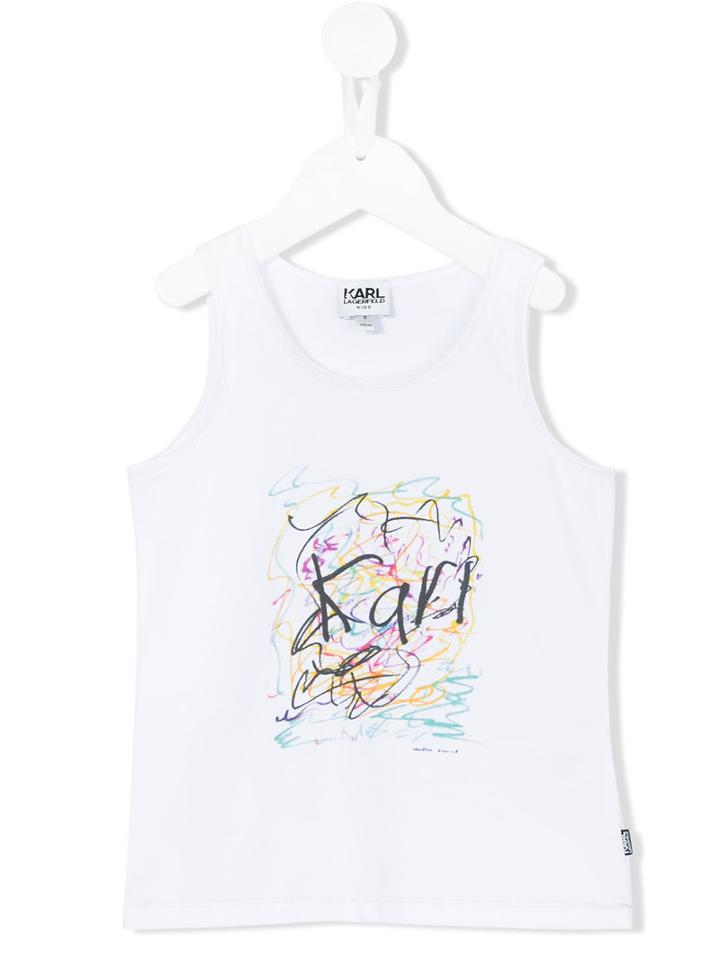 Karl Lagerfeld Kids - Graffiti Karl Tank Top - Kids - Cotton/spandex/elastane - 4 Yrs, White