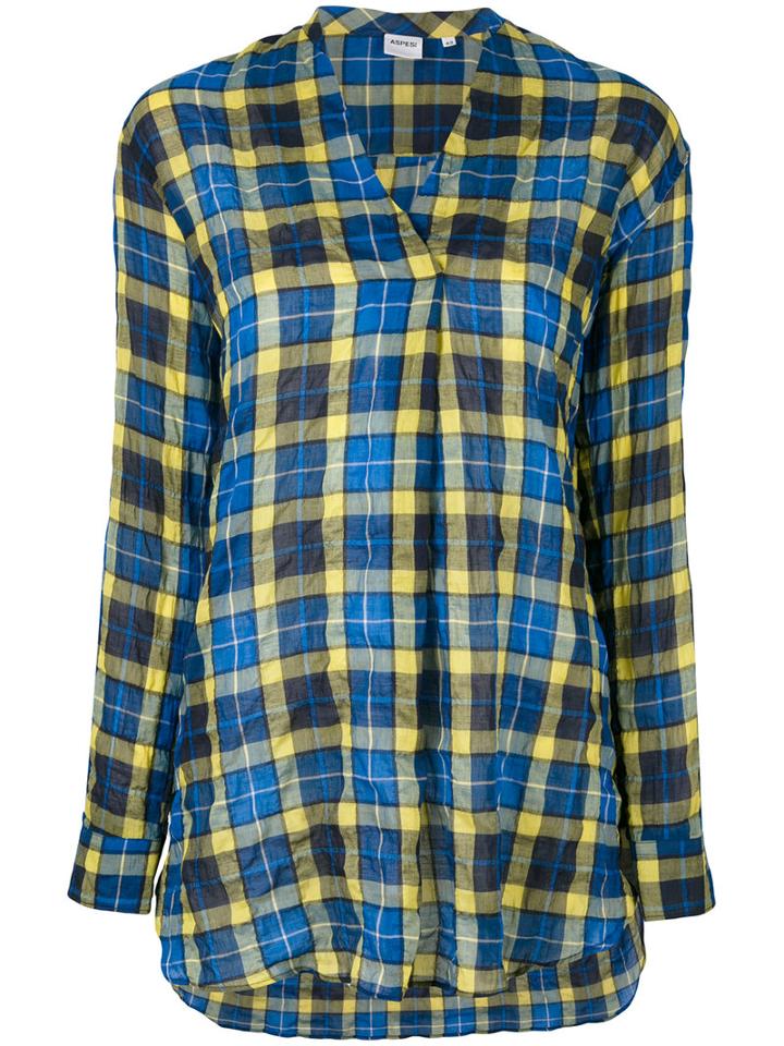Aspesi - Checked Shirt - Women - Cotton/polyurethane/lyocell - 44, Blue, Cotton/polyurethane/lyocell
