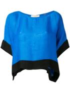 Diane Von Furstenberg - Contrast Trim Top - Women - Linen/flax/viscose - M, Blue, Linen/flax/viscose