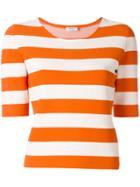 Akris Punto - Striped T-shirt - Women - Polyester/viscose - 38, Yellow/orange, Polyester/viscose