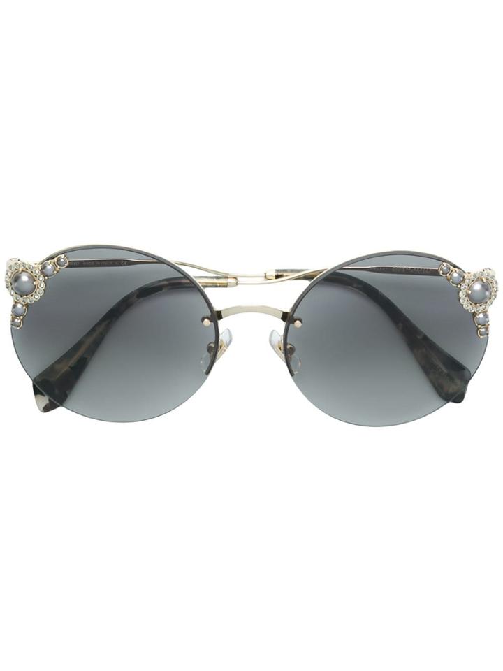 Miu Miu Eyewear Round Shaped Sunglasses - Metallic
