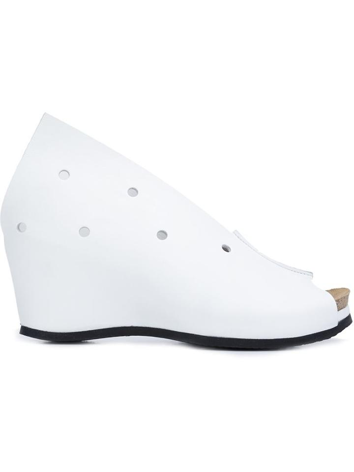 Peter Non Perforated Wedge Sandals, Women's, Size: 36, White, Leather