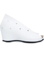 Peter Non Perforated Wedge Sandals, Women's, Size: 36, White, Leather