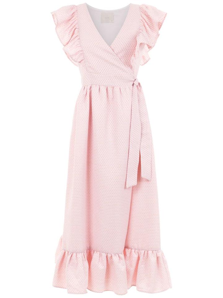 Framed Ruffled Midi Dress - Pink