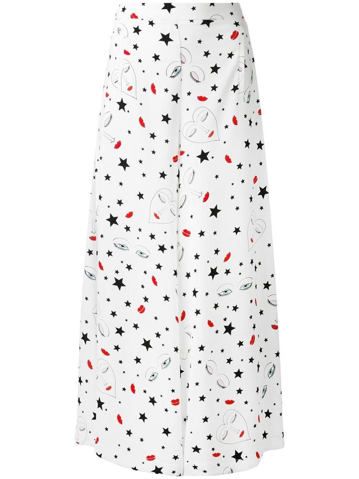 Vivetta Heart Print Trousers, Women's, Size: 42, White, Polyester