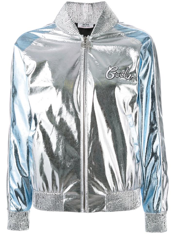 Gcds - Metallic (grey) Bomber Jacket - Women - Polyester/polyurethane - M, Polyester/polyurethane