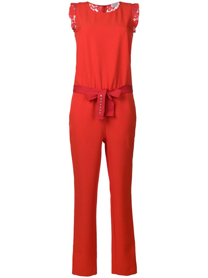 Liu Jo Belted Lace-detail Jumpsuit - Red